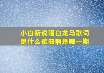 小白新说唱白龙马歌词是什么歌曲啊是哪一期