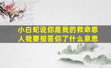 小白蛇说你是我的救命恩人我要报答你了什么意思