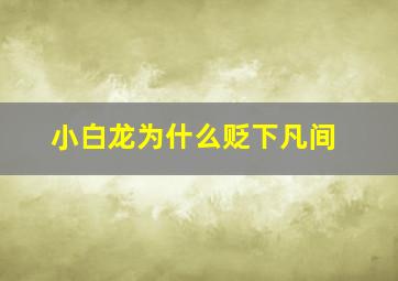 小白龙为什么贬下凡间