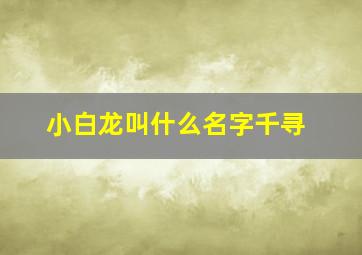 小白龙叫什么名字千寻