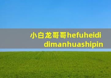 小白龙哥哥hefuheididimanhuashipin