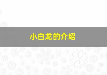 小白龙的介绍