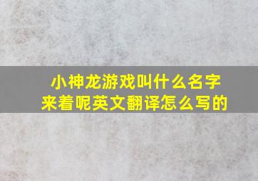 小神龙游戏叫什么名字来着呢英文翻译怎么写的