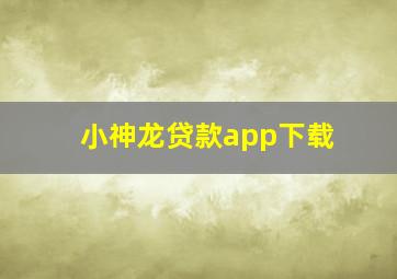 小神龙贷款app下载