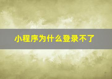 小程序为什么登录不了