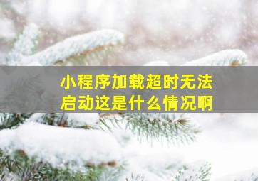 小程序加载超时无法启动这是什么情况啊