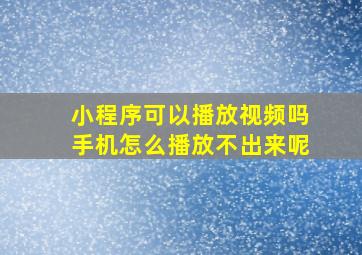 小程序可以播放视频吗手机怎么播放不出来呢