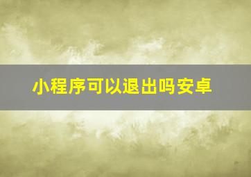 小程序可以退出吗安卓