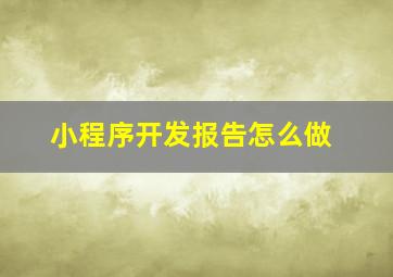 小程序开发报告怎么做