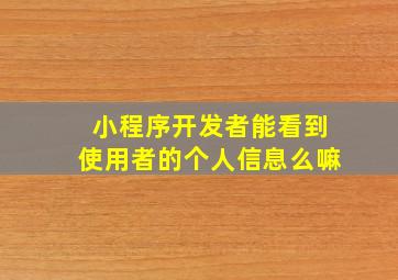 小程序开发者能看到使用者的个人信息么嘛