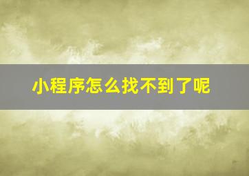 小程序怎么找不到了呢