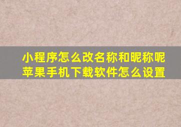 小程序怎么改名称和昵称呢苹果手机下载软件怎么设置