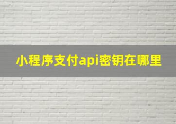 小程序支付api密钥在哪里