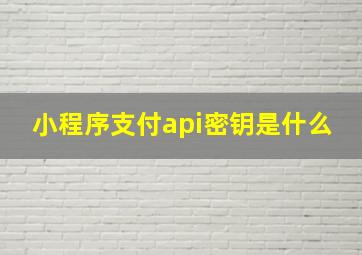 小程序支付api密钥是什么