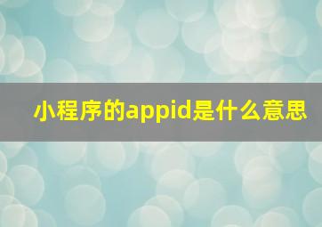 小程序的appid是什么意思