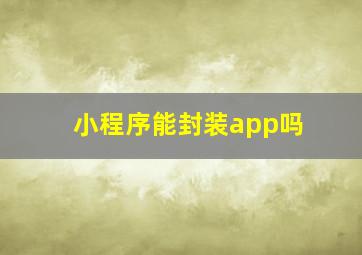 小程序能封装app吗