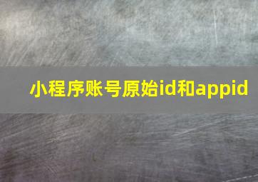 小程序账号原始id和appid