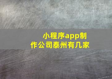 小程序app制作公司泰州有几家