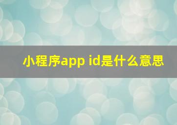 小程序app id是什么意思