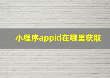 小程序appid在哪里获取