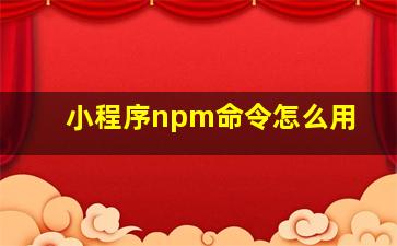 小程序npm命令怎么用