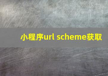 小程序url scheme获取