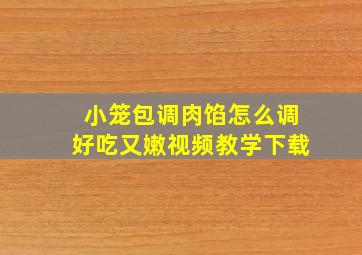 小笼包调肉馅怎么调好吃又嫩视频教学下载