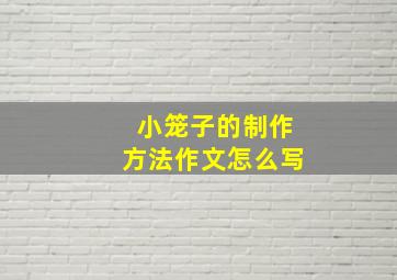 小笼子的制作方法作文怎么写