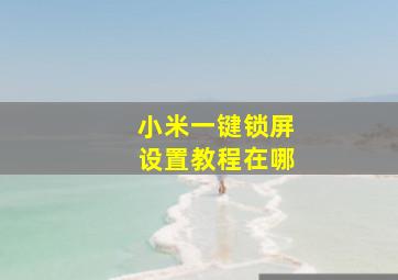 小米一键锁屏设置教程在哪