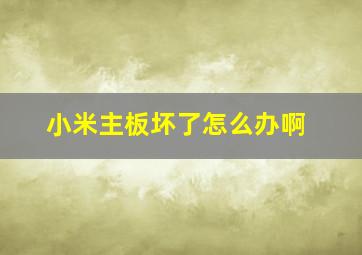 小米主板坏了怎么办啊