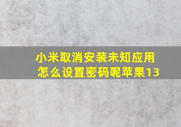 小米取消安装未知应用怎么设置密码呢苹果13