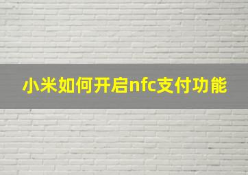 小米如何开启nfc支付功能