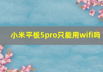 小米平板5pro只能用wifi吗