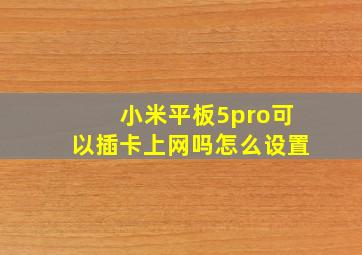 小米平板5pro可以插卡上网吗怎么设置