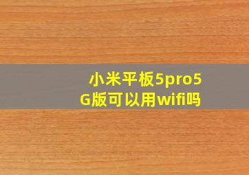 小米平板5pro5G版可以用wifi吗