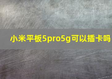 小米平板5pro5g可以插卡吗