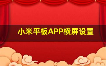 小米平板APP横屏设置