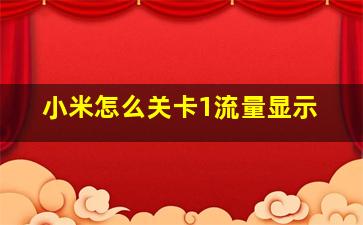 小米怎么关卡1流量显示