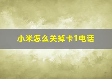 小米怎么关掉卡1电话