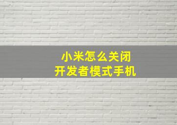 小米怎么关闭开发者模式手机