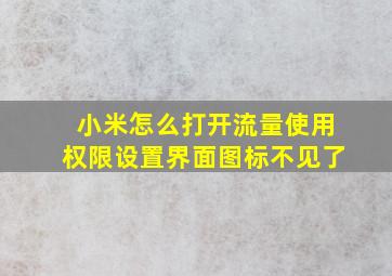 小米怎么打开流量使用权限设置界面图标不见了