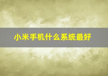 小米手机什么系统最好