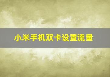 小米手机双卡设置流量