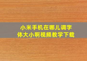 小米手机在哪儿调字体大小啊视频教学下载