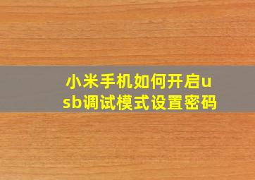 小米手机如何开启usb调试模式设置密码