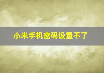 小米手机密码设置不了