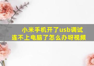 小米手机开了usb调试连不上电脑了怎么办呀视频