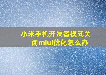 小米手机开发者模式关闭miui优化怎么办