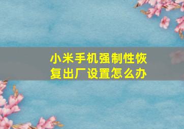 小米手机强制性恢复出厂设置怎么办