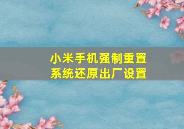 小米手机强制重置系统还原出厂设置